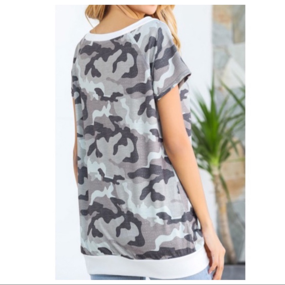 25 CAMOUFLAGE OFF THE SHOULDER TOP - Picture 4 of 4